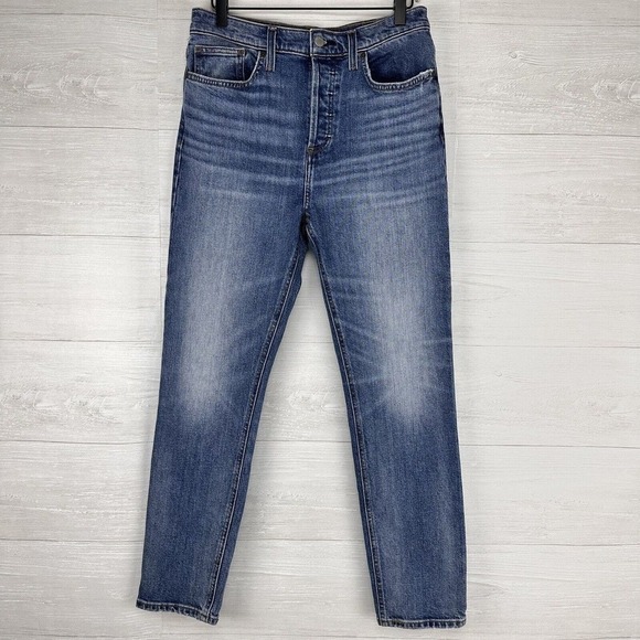 Aritzia Denim Forum The Yoko High Rise Slim Jeans Size 28 Button Fly Light Wash - Picture 1 of 16